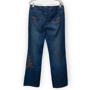 STUDIO BY LIZ CLAIBORN Jeans Embellishmentd Rhinestone Embroidery Straig…